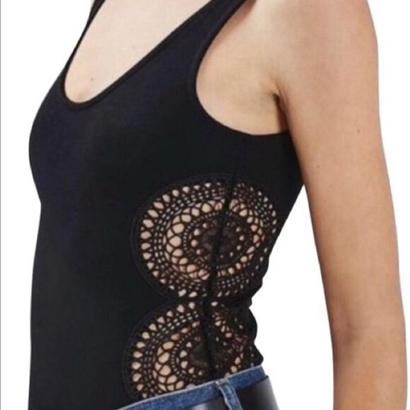 TopShop Crochet Cut-out Low Back Bodysuit - Picture 1 of 10
